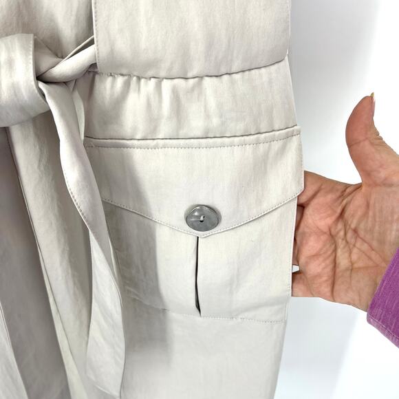 Chicos Size 0.5 (Size 6) Halter Style Champagne Dress Belted Front Tie Pockets - Picture 3 of 10